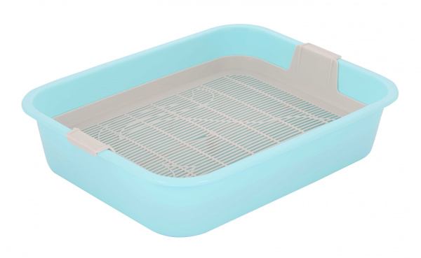 Лоток-туалет для животных Мур-Мяу 33,2*25,6*7,2см с решеткой голубой (У-22)