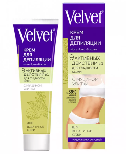 Крем депилятор Velvet 100мл 9в1 увлажняющий 