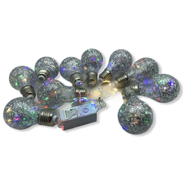 Гирлянда-шарики светодиодная "Лампочки"  10 ламп 3,0м 