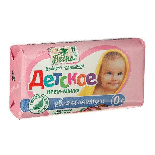 Крем-мыло детское Весна 90г увлажняющее с овсяным молочком (У-6/72)