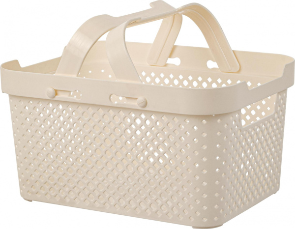 Корзина для хранения с ручками 5л Plast Team STOCKHOLM молочный туман