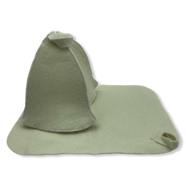 Набор для бани "Classic white" (шапка, коврик) Бацькина баня (У-15)