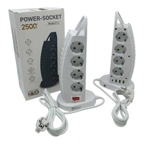 Удлинитель вертикальный 1,8м 8гн 3USB, 1 Type-C белый /F14U2M/