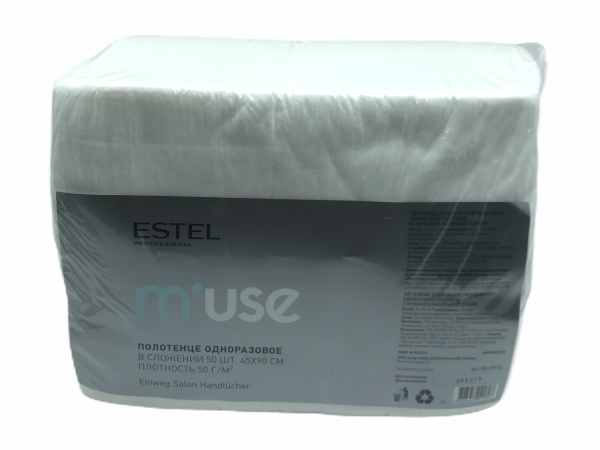 Полотенце одноразовое 45*90см пластом  50шт спанлейс Estel M`USE /MU/BP50/