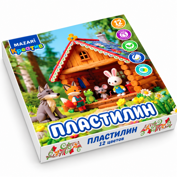 Пластилин 12цв. 240г классический со стеком (У-16)