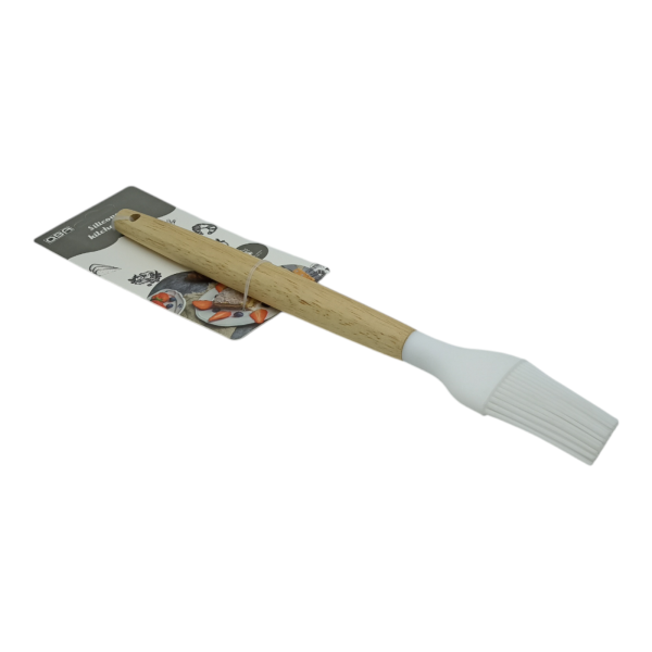 Кисть пекарская силиконовая с деревянной ручкой, белая