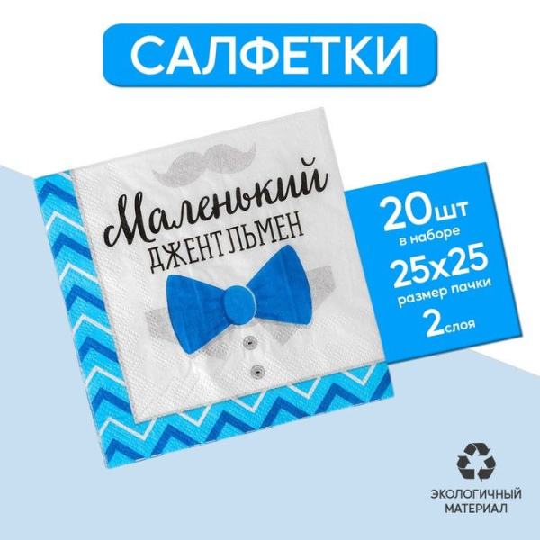 Салфетки бумажные 20шт 25см Маленький джентльмен