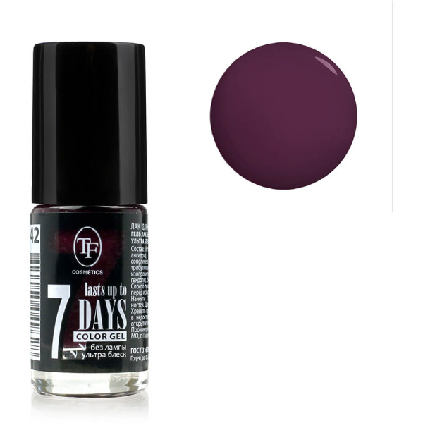 Лак для ногтей TF Color Gel 8мл т. 242 бордо (У-6)