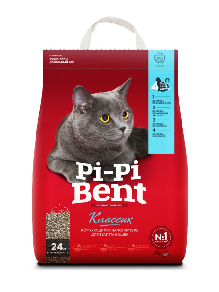 Наполнитель комкующийся Pi-Pi-Bent Классик 24л/10кг пакет