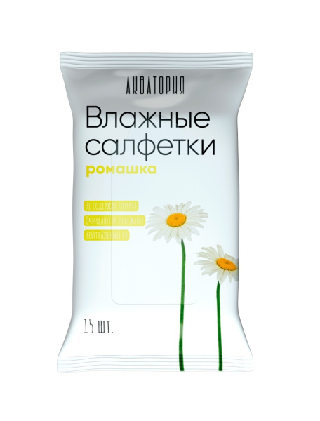 Салфетки влажные Акватория  15шт ромашка (У-120) Салфетки влажные Акватория  15шт ромашка (У-120)