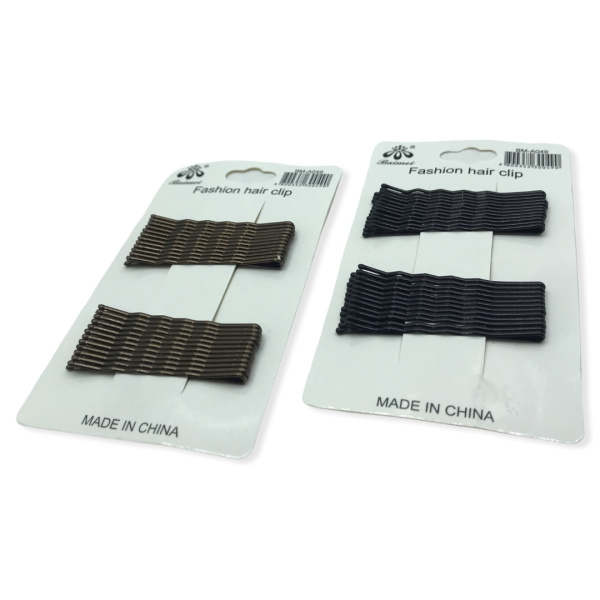 Набор невидимок для волос на листе  24шт 5,5см черные/золотистые Набор невидимок для волос на листе  24шт 5,5см черные/золотистые